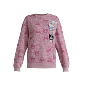 NWT Hello Kitty and Friends Pink Graphic Monogram Sweatshirt Women’s Size Medium